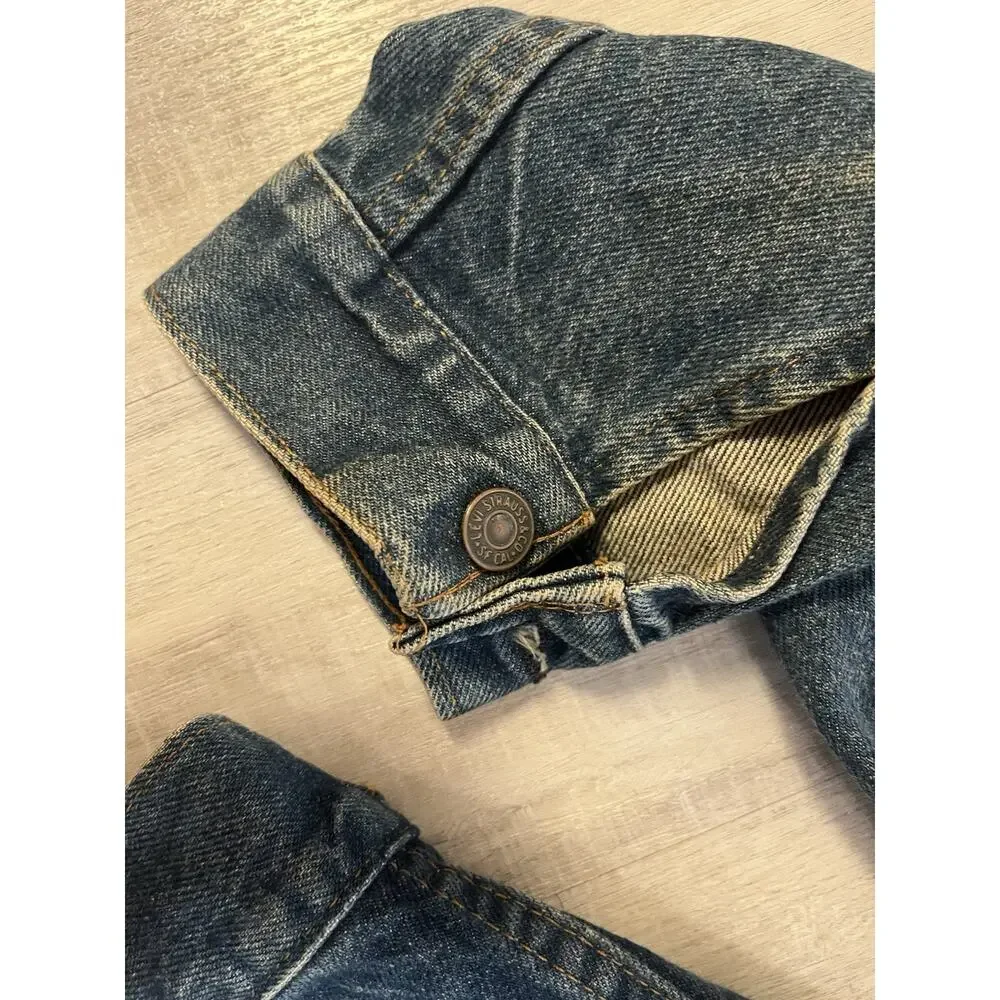 VTG 70s Levis Denim Trucker Jacket Blue Jean Pointed Collar 40 S/M